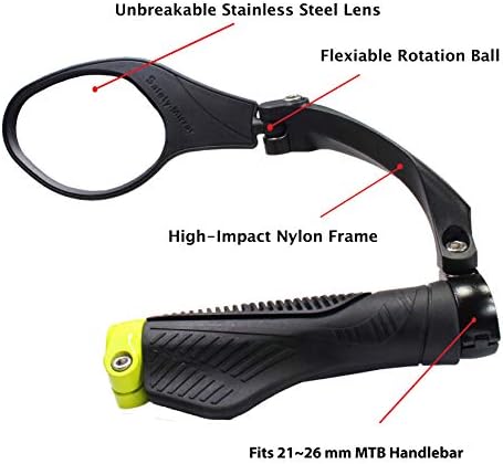 Hafny Handlebar Bike Mirror, Stainless Steel Lens, Bicycle Mirror, Safety Reflector, E-bike Mirror, Cycling Mirror, HF-MR081