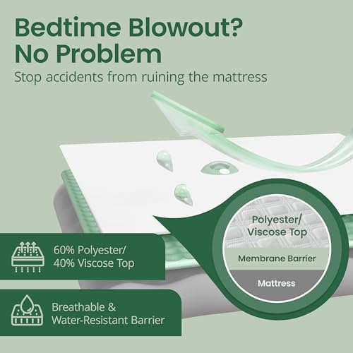 SafeRest Waterproof Queen Size Mattress Protector | Fitted with Stretchable Pockets, Machine Washable Cotton Blend Mattress Cover for Bed