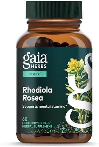 Gaia Herbs Rhodiola Rosea - Stress Support Supplement Traditionally for Supporting Healthy Stamina & Endurance* - with Siberian Rhodiola Root Extract - 60 Vegan Liquid Phyto-Caps (60 Servings)