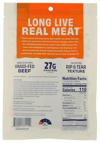Archer Mustard BBQ Grass Fed Beef Jerky, 2 OZ