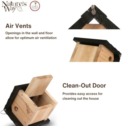 Nature's Way Bird Products CWH1 Cedar Wren House, 8" x 8.875" x 8.125", standard, Brown