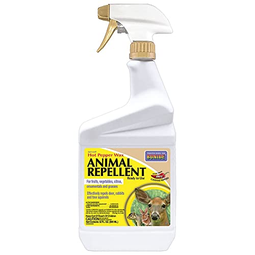 Bonide Hot Pepper Wax Animal Repellent, 32 oz Ready-to-Use Spray for Deer, Squirrels, Rabbits in Lawn & Garden | Repel Deer, Squirrels