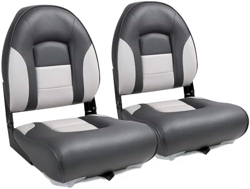 NORTHCAPTAIN Deluxe A Pair of Marine High Back Folding Boat Chair Fishing Boat Seat, for Fishing, Bass/Jon/Pontoon Boat Chairs