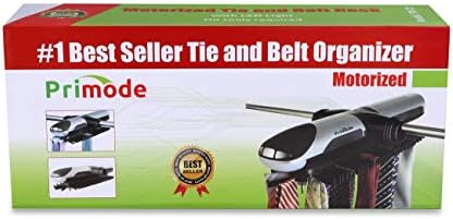 Motorized Tie Rack Closet Organizer with LED Lights Includes J Hooks for Wired Shelving Stores Up to 72 Ties & 8 Belts Operates with Batteries