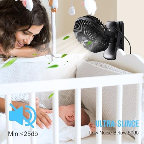BESKAR USB Clip on Fan, Portable Small Desk Fan with Cord Powered