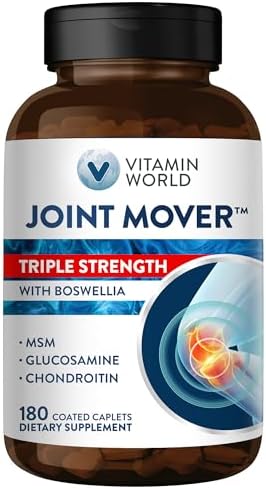 Vitamin World Triple Strength Joint Mover, Glucosamine Chondroitin with MSM | Joint Support Supplement, Collagen & Boswellia Serrata Extract, Support Joint Strength, Comfort & Flexibility, 270 Caplets