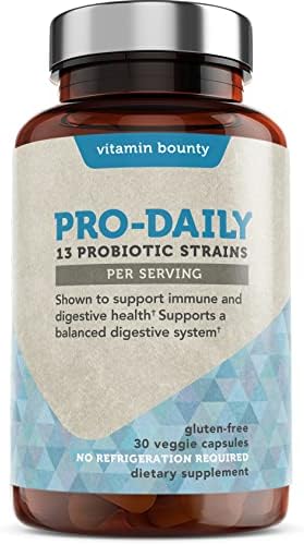 Vitamin Bounty Pro-Daily Probiotic 5 Billion CFU - 13 Strains with Lactobacillus Acidophilus & Bifidobacterium for Digestive Health - Probiotics for
