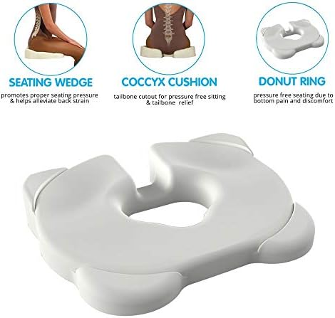 Contour Kabooti Donut Seat Cushion, 3-in-1 Design with Center Cutout for Tailbone Pain, Sciatica and Hemorrhoids