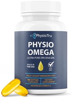 Physio Omega 2400mg Fish Oil with Omega 3 Fatty Acid Supplement - Vascular & Cognitive Supplements for Adults - Non-GMO, Burpless, Light Citrus Flavor, Sustainably Sourced - 1 Pack, 60 Softgels