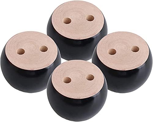 Pack of 4 Walnut Furniture Legs Round Bun Feet 2" Tall Wood Sofa Legs Replacement Legs for Cabinet Couch Chair Dresser