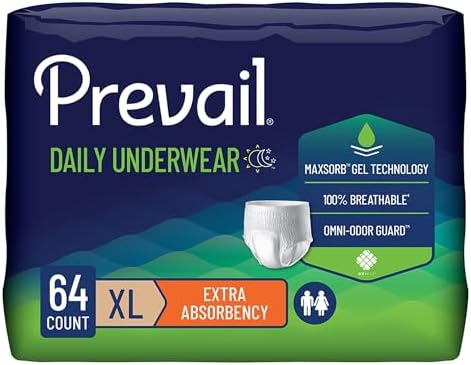 Prevail Daily Protective Underwear - Unisex Adult Incontinence Underwear - Disposable Adult Diaper for Men & Women - Maximum Absorbency - Small - 88 Count (4 packs of 22) | Disposable, Incontinence, Extra Absorbency