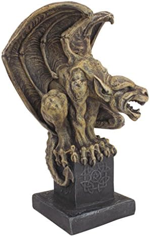 Design Toscano Abbadon Gothic Gargoyle Indoor/Outdoor Garden Statue on Celtic Base, 12 Inches Tall, Cast Stone Resin, Two Tone Stone Finish