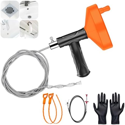 33 Feet Drain Snake Auger, Plumbing Snake Drain Hair Clog Removal Tool, Heavy Duty Toilet Snake Auger