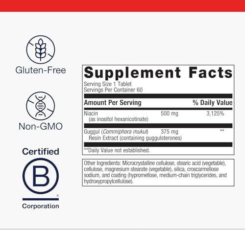 Metagenics Lipotain - Non-Flush Niacin & Guggul Extract - Supports Healthy Blood Lipids & Cholesterol Balance* - Inositol Hexanicotinate Tablets for