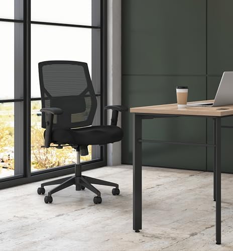 HON Crio Big and Tall Ergonomic Office Chair, Heavy Duty Desk Chair, Black | Big and tall ergonomic office desk chair for desk work, lumbar support, adjustable arms, mesh comfort, 450 lb capacity