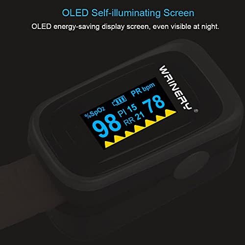 WRINERY Oxygen Saturation Monitor, Pulse Oximeter Fingertip, Oxygen Monitor, O2 Saturation Monitor, OLED Portable Oximetry with Batteries