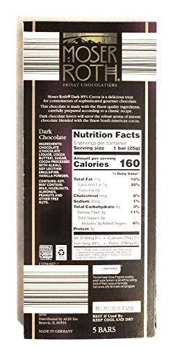 Moser Roth German Dark Chocolate Bars (85%, pack of 2)