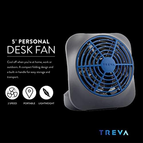 O2COOL Treva 5 in Portable Battery Powered Desk Fan 2-Speed Dark Blue | Yes