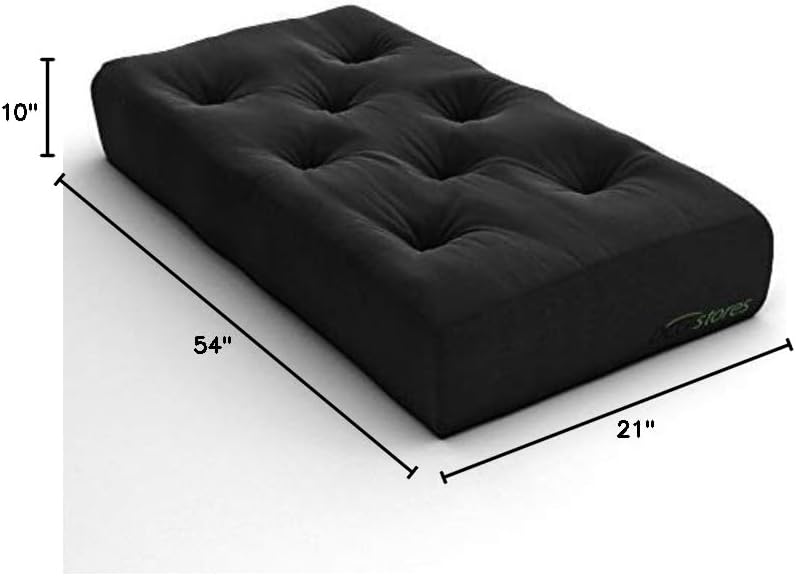 Nirvana Futons Extra Thick Premium 10-Inch Twin XL Futon Mattress, Khaki Twill - Made in USA