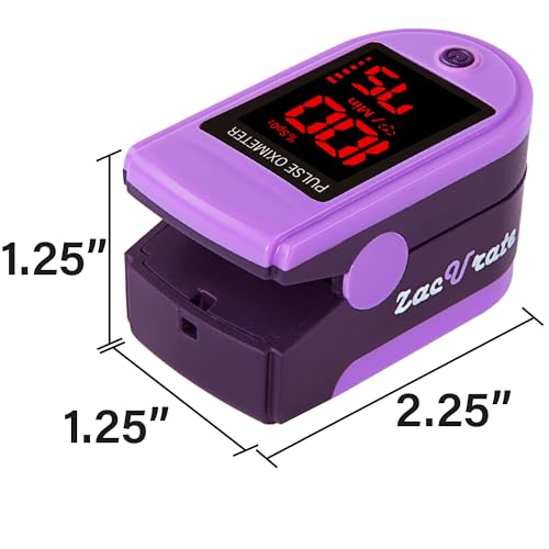 Zacurate Pro Series 500DL Fingertip Pulse Oximeter Blood Oxygen Saturation Monitor with Silicone Cover, Batteries and Lanyard (Mystic Purple)