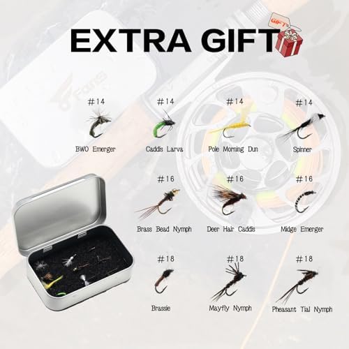Fly Fishing Rod and Reel Combos with 4-Sections Portable Fly Rod and CNC-machined Aluminum Alloy Fly Reel,Fly Fishing Complete Starter Package