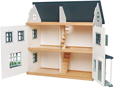 Tender Leaf Toys - Dovetail House - Large Luxury 27.36" Tall 3 Story Doll House with 6 Rooms - Gender-Neutral Dollhouse - Encourage Creative and