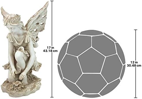 Design Toscano KY71004 Fiona The Flower Fairy Garden Statue, 17 Inch, Antique Stone