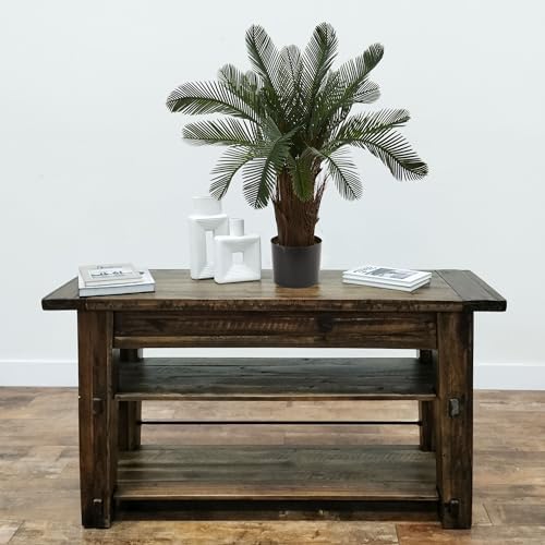 Nearly Natural Artificial, UV Resistant 2’ Cycas Tree (Indoor/Outdoor), Green 28" Dx28 Wx2'H | Premium Realistic-Trunk Voluminous Dark Fronds