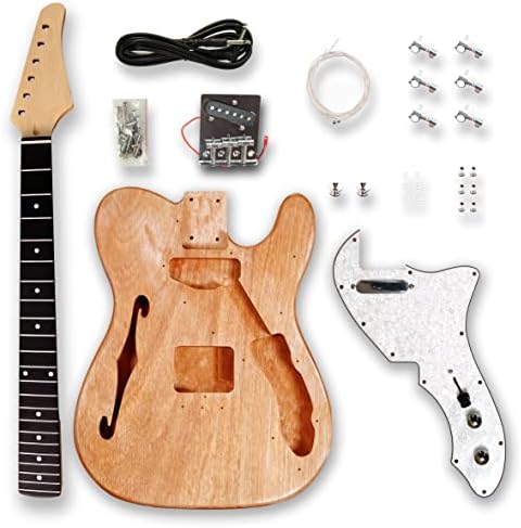 DIY Semi Hollow body Electric Guitar Kit Guitar Kits Beginner Kits okoume Body Maple Neck