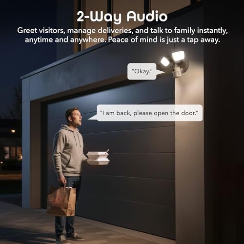 Geeni Lighthawk Smart Floodlight Camera, 3MP Ultra-HD Video, 1800 Lumens | Motion-activated light, two-way audio, built-in siren, hardwired outdoor