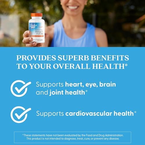 Doctor's Best Omega 3 Fish Oil Supplement for Women & Men - Source of DHA, EPA, & Omega-3 Fatty Acids, Purified, High 2000 mg Potency