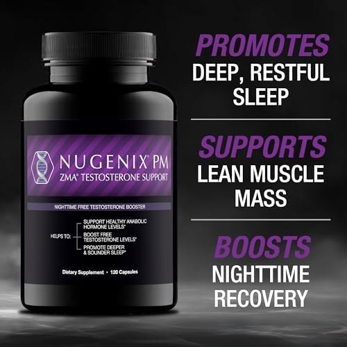Nugenix PM ZMA - Nighttime Free Testosterone Booster for Men, 120ct | Sleep Support, Testosterone Supplement, Increase Muscle