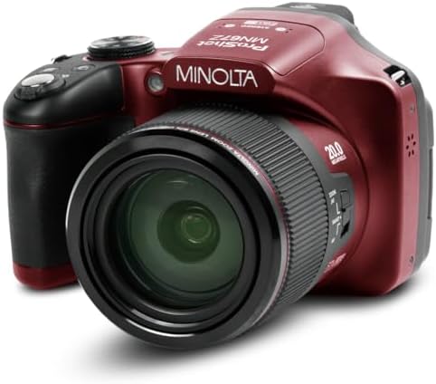Minolta MN67Z Pro Shot 20MP Camera, 67X Zoom, 1080p HD Video (Red)