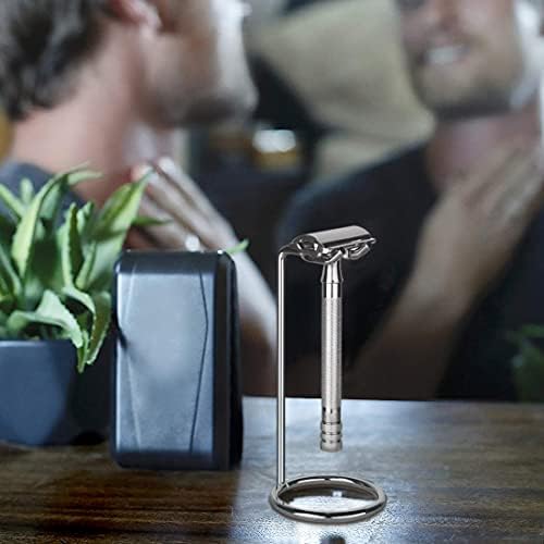 Linkidea Stainless Steel Razor Stand, Deluxe Men's Travel Shaver Holder, Shaving Support Compatible with Long Handle Safety Razor, Fusion 5, ProShield