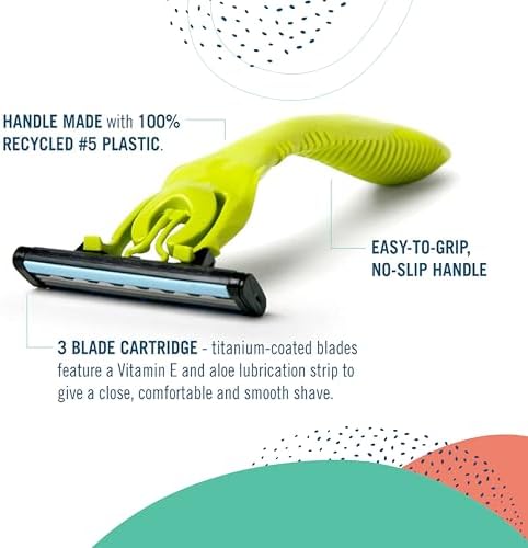 Preserve Shave 3 Razor Blade Refills, Titanium-Coated, Vitamin E, Aloe, 4ct | Unisex Refills for Face & Body; Fits Shave 3 & Triple Razor Handles; Eco-Friendly Paperboard; Cruelty-Free