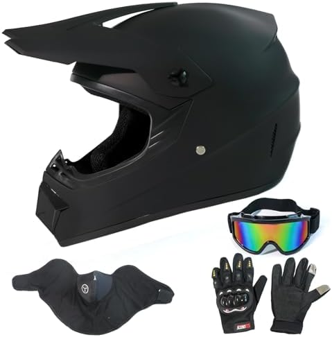 Dirt Bike Helmets Black Fullface DOT Motorcycle E Bike ATV Helmet