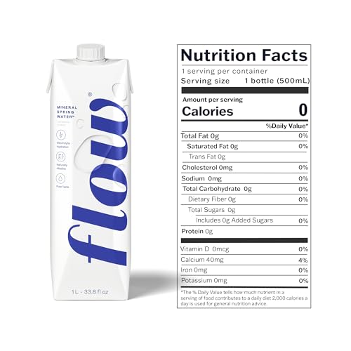 Flow Artesian Mineral Spring Water, 33.8 Fl Oz, 6 Pack | Naturally Alkaline Water, pH 8.1, Electrolytes, Minerals, Zero Calories, Eco-friendly pack, Non-GMO, BPA-Free