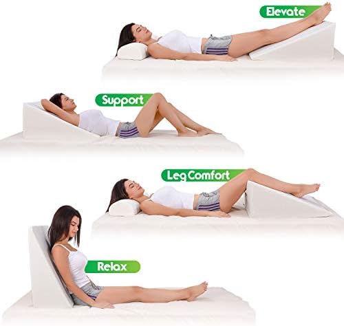 Abco Bed Wedge Pillow for Sleeping - Memory Foam Top - Reduce Neck & Back Pain, Snoring, Acid Reflux, Respiratory Problems - Ideal for Sleeping