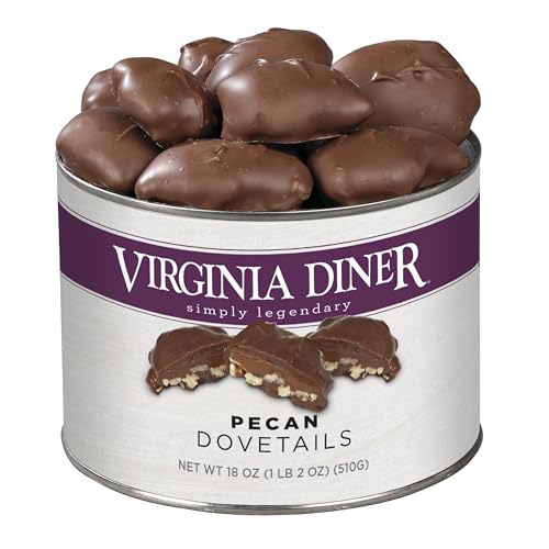 Virginia Diner Chocolate Pecan Dovetail Candy Clusters with Caramel - Preservative Free from Virginia Since 1929-18 Oz