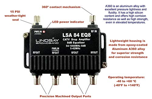 Reliable Cable 4-Port Cable TV/Antenna/HDTV/Internet Digital Signal Amplifier/Booster/Splitter/Equalizer with Passive Return