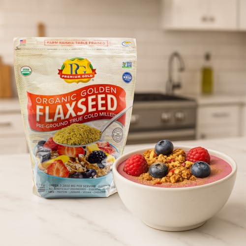 Premium Gold Organic Ground Flax Seed | High Fiber Food | Omega 3 | 4 pounds