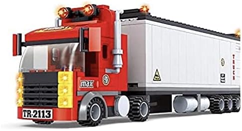 General Jim's Big Red Semi-Truck Building Blocks Truck Vehicle | Compatible with Lego and All Major Brick Building Brands