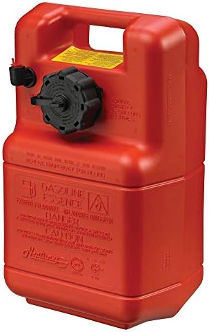 Scepter 6 Gallon Portable Marine Gas Can, Boat Fuel Tank with Top Handle | Underseat Design, 2-Way Vented Cap, Built-In Fuel Gauge and Pick-Up, EPA & CARB Compliant, 19.3"L x 12.2"W x 10.2"H (10511)