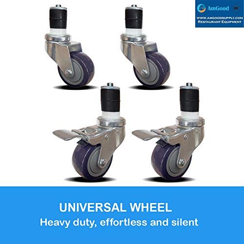 3" Casters for Stainless Steel Work Table | Wheels for Metal Prep Tables | Set of 4
