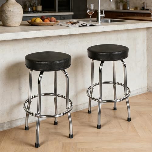 YELLOW JACKET Swivel Bar Stool with Footrest, Padded Seat | Modern Counter Barstool, 360° Swivel, Ball Bearing, Anti-Slip Caps