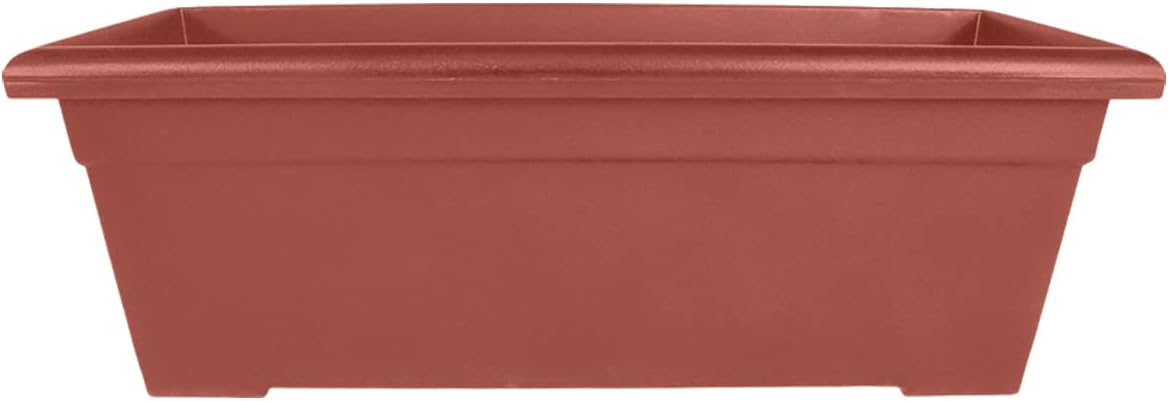 The HC Companies Romana Planter Box, 28 Inch, Clay, 1-Pack | Plastic, Drainage Plug, Lightweight, UV-Resistant, for Garden, Patio, Balcony & Fence