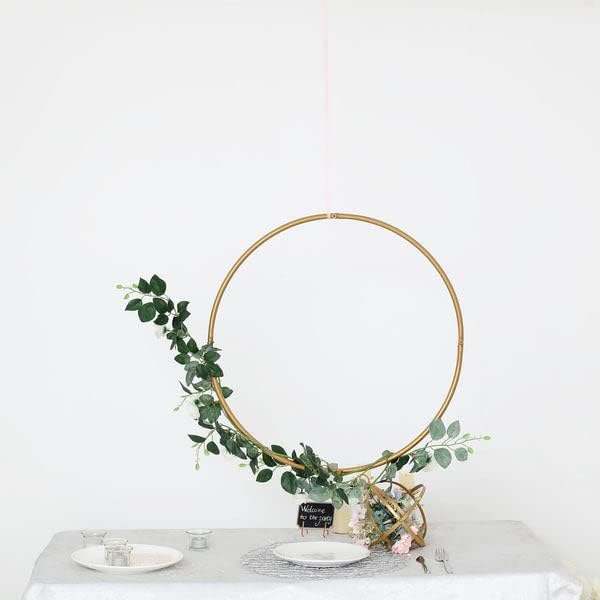 Tableclothsfactory 24" Heavy Duty Gold Metal Floral Hoop Wreath Hanging Rings for Wedding Party Decoration