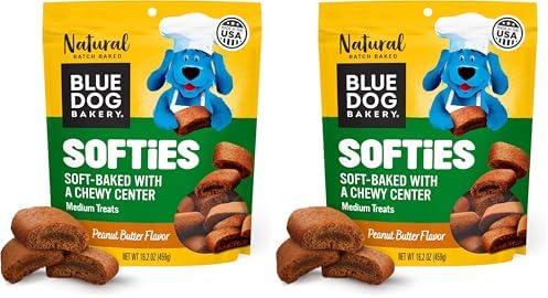 Blue Dog Bakery Natural Dog Treats, Softies, Peanut Butter Flavor, 16.2oz Bag, 6 Bags | Soft & Chewy Oven-Baked Dog Treat Chews, Made with Real Peanut Butter & Other Real Premium Wholesome Ingredients in the USA