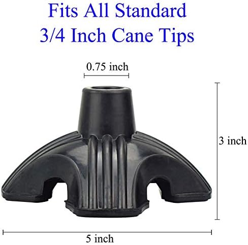 Beyoung Standing Quad Support Cane Tip Mobility Quadpod Stable Cane Support Walking Stick Base Tip Stabilizing Device Self Standing Quadruple Cane