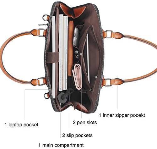 BOSTANTEN Briefcase for Women Leather 15.6 inch Laptop Shoulder Bag Office Work Crossbody Handbag